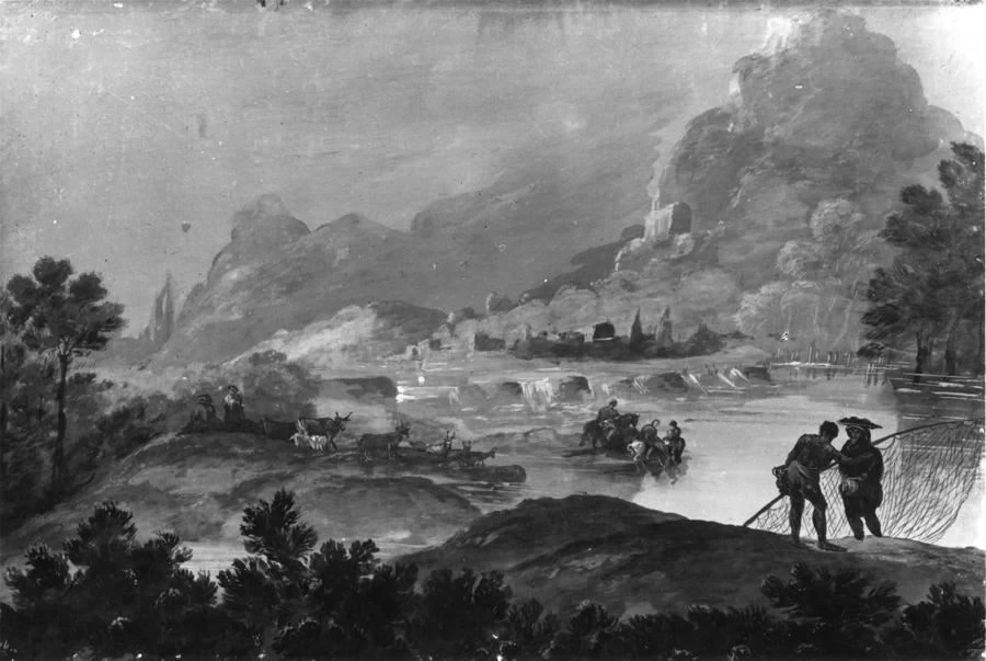 Paesaggio con mandriani e pescatori